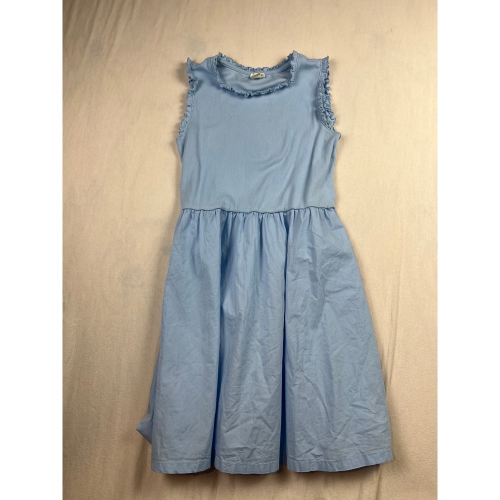 Crewcuts J.Crew Girls Light Blue Ruffle Ribbed Knit Woven Skirt Dress Size 12